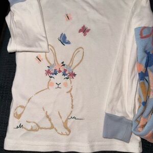 Carter's White Long Sleeve Tee with Bunny Illustration